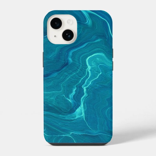 Coque Pour iPhone 14 Marbre de marbre vert de mer (Verso)