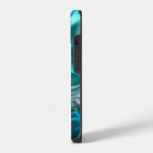 Coque Pour iPhone 14 Marbre noir et bleu Fluide Art (Côté gauche)