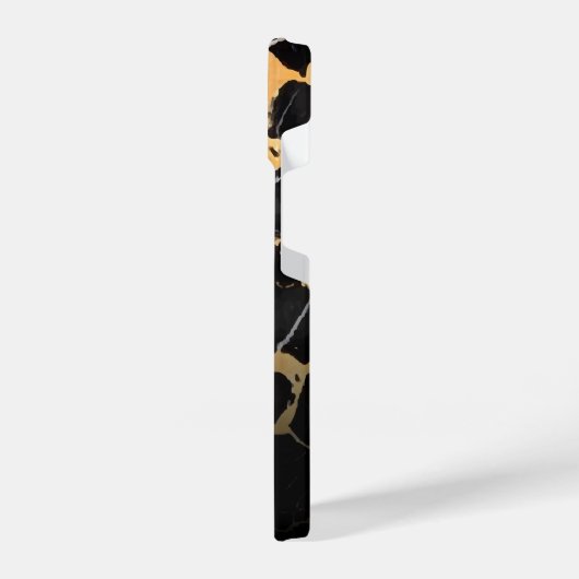 Coque Pour iPhone 14 Marbre noir et doré (Côté gauche)