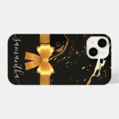 Coque Pour iPhone 14 Marbre noir et ruban (Verso Horizontal)