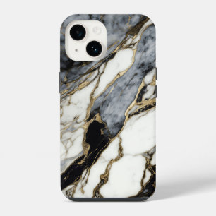 Coque Pour iPhone 14 Marbre noir gris or Tourbillon Abstrait Tendance
