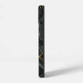 Coque Pour iPhone 14 Marbre vert foncé avec veines dorées (Côté gauche)