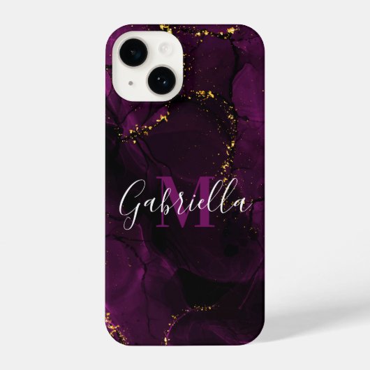 Coque Pour iPhone 14 Marbre violet et doré (Verso)