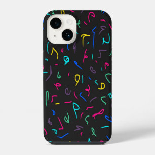 Coque Pour iPhone 14 Marques néon brillantes sur fond noir