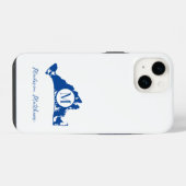 Coque Pour iPhone 14 Martha's Vineyard Simple Map Monogram Blue Name (Verso Horizontal)