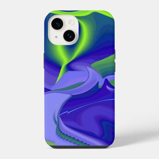 Coque Pour iPhone 14 Mauvais Œil, Abstrait 3D en vert bleu violet (Verso)