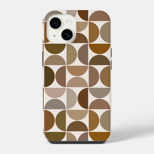 Coque Pour iPhone 14 MCM Semi-cycles Browns+Cream Big Motif (Verso)