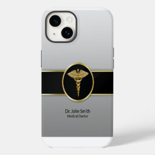 Coque Pour iPhone 14 Médicale Caduceus Gold Professional