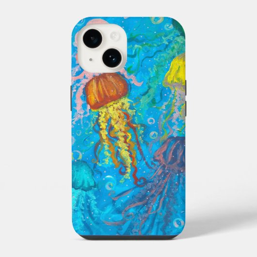 Coque Pour iPhone 14 méduse, océan, mer (Verso)