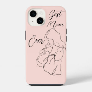 Coque Pour iPhone 14 Meilleure maman jamais tendance une ligne de la mè