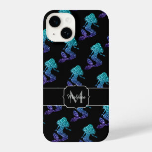 Coque Pour iPhone 14 Mermaid aqua bleu ombre motif Monogramme