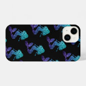 Coque Pour iPhone 14 Mermaid aqua bleu ombre motif noir (Verso Horizontal)