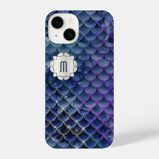 Coque Pour iPhone 14 Mermaid Monogram Blue & Purple iPhone 14 Coques (Verso)