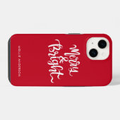 Coque Pour iPhone 14 Merry and Bright Typographie Script Rouge (Verso Horizontal)