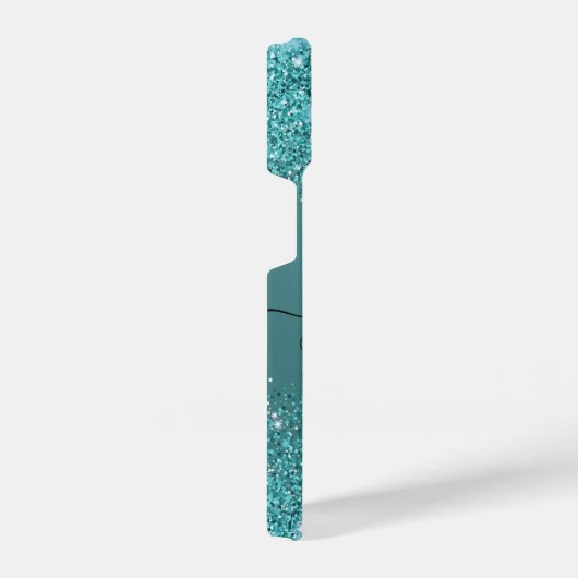 Coque Pour iPhone 14 Métal bleu et Parties scintillant (Côté droit)