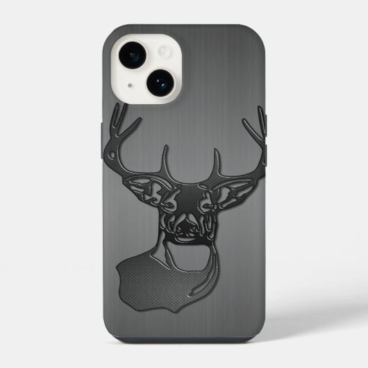 Coque Pour iPhone 14 Métal brossé - Buck Cerf à queue blanche (Verso)