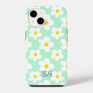 Coque Pour iPhone 14 Mignonne marguerite verte à la menthe sur girly fl