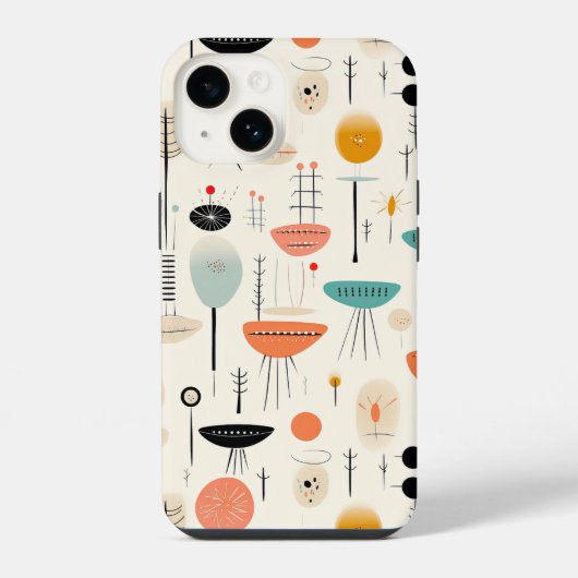 Coque Pour iPhone 14 Milieu du siècle abstrait (Verso)