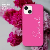 Coque Pour iPhone 14 Mini-tendance chic rose et blanc Nom du script
