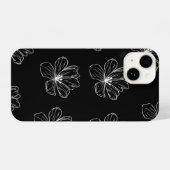 Coque Pour iPhone 14 Minimal Black Floral Line Art (Verso Horizontal)