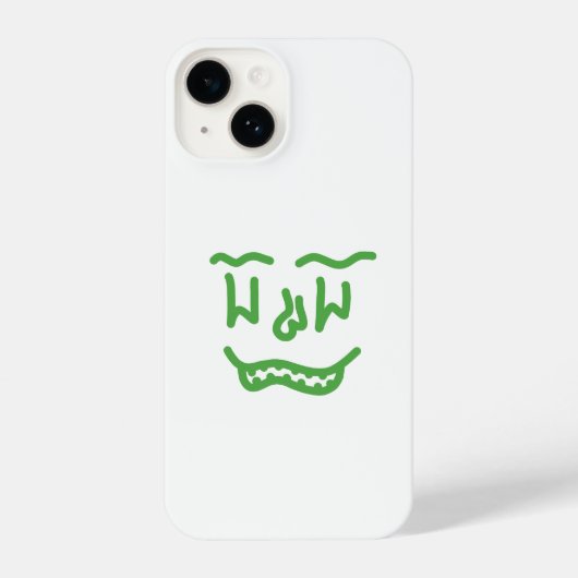 Coque Pour iPhone 14 Minimal Green Doodle Face iPhone Case – Modern Art (Verso)