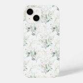 Coque Pour iPhone 14 Mint Green Pastel Floral Greenery Motif (Verso)