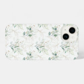 Coque Pour iPhone 14 Mint Green Pastel Floral Greenery Motif (Verso Horizontal)