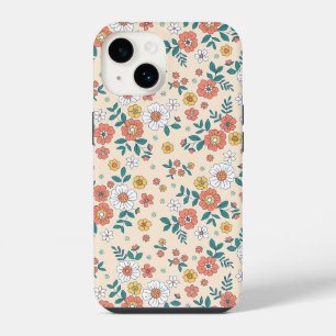 Coque Pour iPhone 14 Modèle de jardin de fleurs de corail
