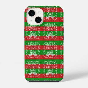 Coque Pour iPhone 14 Modèle de pull moche avec grelots Joyeux Noël lain
