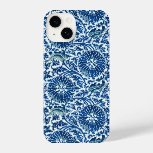 Coque Pour iPhone 14 Modèle floral chinois bleu (Verso)