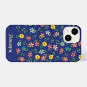 Coque Pour iPhone 14 Modèle floral Fleur sauvage bleu personnalisé (Verso Horizontal)