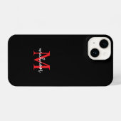 Coque Pour iPhone 14 Modern Black Red personaized Monogram Phone Case (Verso Horizontal)