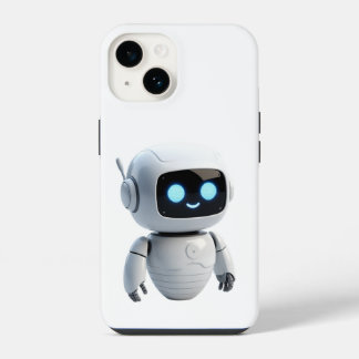 Coque Pour iPhone 14 Modern Cute AI Robot Minimalist White iPhone Case