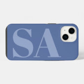 Coque Pour iPhone 14 Moderne bleu initial monogramme minimal (Verso Horizontal)