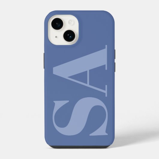 Coque Pour iPhone 14 Moderne bleu initial monogramme minimal (Verso)