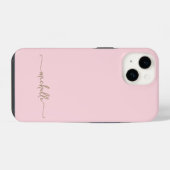 Coque Pour iPhone 14 Moderne Girly élégant Blush Pink Or Nom Script (Verso Horizontal)