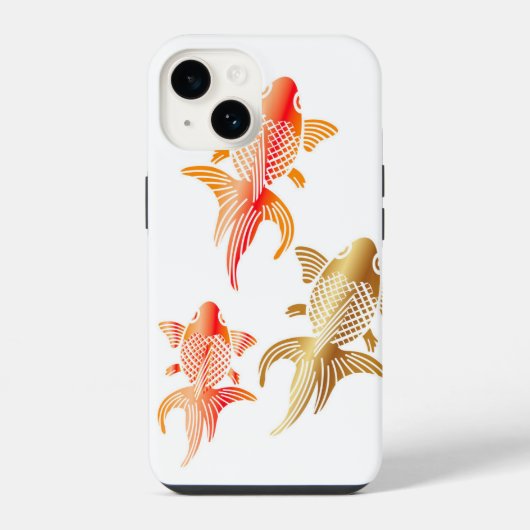 Coque Pour iPhone 14 Moderne Goldfish White iPhone 14 Coques (Verso)