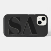 Coque Pour iPhone 14 Moderne initiale noire minimale contemporaine (Verso Horizontal)
