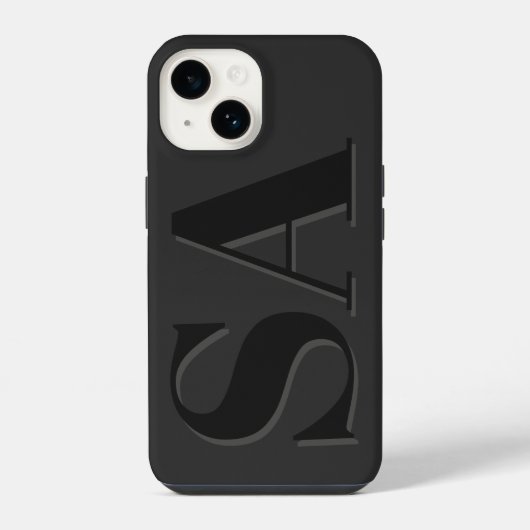 Coque Pour iPhone 14 Moderne initiale noire minimale contemporaine (Verso)