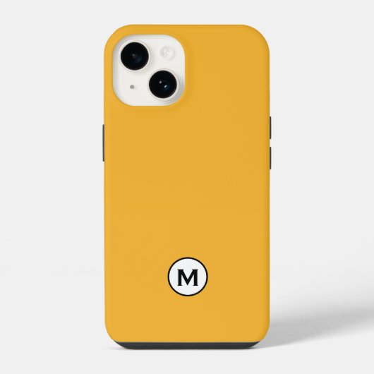 Coque Pour iPhone 14 Moderne Jaune Moutarde Monogramme Tendance (Verso)
