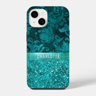 Coque Pour iPhone 14 Moderne Motif Fleuris Pailleté Personnalisé Fémini