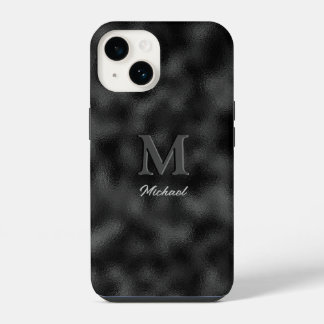 Coque Pour iPhone 14 Moderne Simple Noir Minimaliste Texturé Monogramme