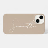Coque Pour iPhone 14 Moderne Simple Signature Script Calligraphie Beige (Verso Horizontal)