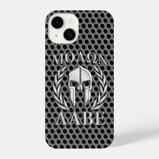 Coque Pour iPhone 14 Molon Labe Laurels au casque spartiate (Verso)