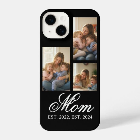 Coque Pour iPhone 14 Mom Established Black Elegant Script 3 Photo (Verso)