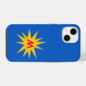 Coque Pour iPhone 14 Monogram Blue Starburst (Verso Horizontal)