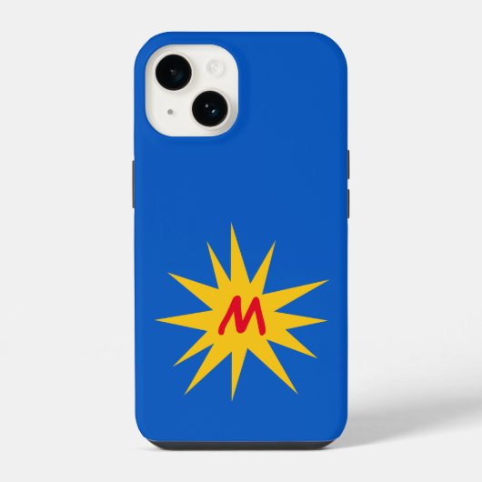 Coque Pour iPhone 14 Monogram Blue Starburst (Verso)