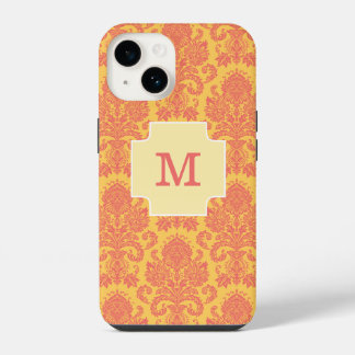 Coque Pour iPhone 14 Monogram Coral Damask Et Sun Custom Coque-M