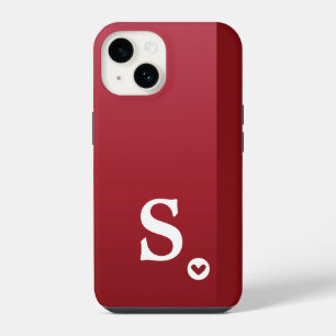 Coque Pour iPhone 14 Monogram Féminin Cœur Rouge Simple Moderne Chic