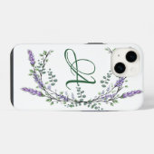 Coque Pour iPhone 14 Monogramme A Lavender Eucalyptus Coque-Mate iPhone (Verso Horizontal)